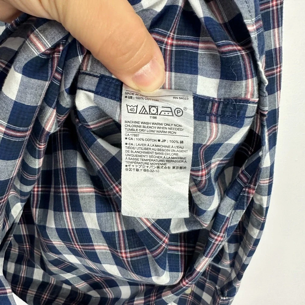 Banana Republic Men's Shirt XL Plaid Organic Cotton Untucked Preppy Quiet Luxury
